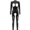 Aislor Body da Donna in Pelle Wetlook Overall Jumpsuit Hot per Sesso Leotard Catsuit Bodysuit Manica Lunga Lingerie Erotico Tuta Intera per Discoteca Clubwear A Nero M