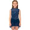 Kaerm Abito da Balletto Ballo Lirico Contemporaneo Bambina Vestito da Pattinaggio Artistico Senza Maniche Body Ginnastica Ritmica con Strass Costume Danza Moderna Samba Blu Scuro 9-10 Anni