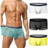 DTVKTZ Niksy Sheer Underwear for Men, Niksy Mens Ultra-Thin Ice Silk Transparent Boxer Briefs, Men's Cool Breathable Underwear (3PCS-E,L)
