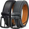 KEMISANT Cintura Uomo 2 Pezzi, Cintura Pelle per Jeans Casual 35mm,Dimensione Fissa(Nero/Grigio sacro,120cm/40-42 vita regolabile)