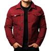 Generic Giacca da uomo in denim classico casual slim fit moda jeans cappotto button down manica lunga Jean Trucker Jacket, Rosso, L