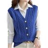 Dcvmvmn Maglione da donna gilet tinta unita con scollo a V senza maniche giacca casual con bottoni gilet cardigan gilet cappotto, Blu, XL