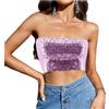 Segreto Top sexy da donna con paillette, senza maniche, vintage, a fascia, senza spalline, crop top per feste, Corto Rosa Viola, Taglia unica