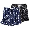 MIA LUCCE Pantaloni da donna in cotone, pigiama corto con tasche e coulisse S-XXL, L