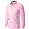 YCUEUST Cotton Reticolo Polo Uomo Manica Lunga Basic Golf Casual T-Shirt Rosa XL