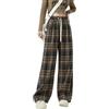 Veryin Pantaloni Scozzesi Donna Larghi Y2k Wide Leg Pants Vita Alta con Tasche Baggy Coulisse Regolabile Casual Comodi