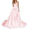 Generic - Abito da sposa in raso, sirena, senza spalline, con ruches, da damigella d'onore, corsetto lungo con strascico, abito da sera formale, rosa, M