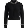 Pinko Cardigan Spezzino con Strass in Misto Lana Nero