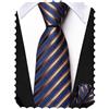 Hi-Tie Set di cravatte per ragazzi da 8 a 10 cravatte in seta per bambini da 8 a 11 anni, cravatta e tasca quadrata per matrimonio, Bronzo Navy