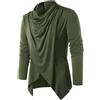 PODOLIXIA Camicia da uomo gotica retrò, ethno Style punk, a maniche lunghe, da uomo, per il tempo libero, a maglia fine con colletto alto, 001 Army Green, M