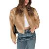 Megfie Bomber corto abbottonato da donna con tasche, marrone, S