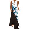 WINKEEY Abito Lungo Estivo Donna Elegante Plus Size Abito Senza Maniche con Tasche, 1 Farfalla Blu S