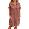 Generico Vestiti Estivi Donna Abito Elegante Moda Mare Abiti da Spiaggia Minigonna Estiva Vestito Primaverile Prendisole Estivo Midi Cotone Eleganti Lunghi Curvy in Leggero Lungo Vestitino Corto Dress,Rosa,XL