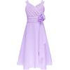 YEAHDOR Vestito da Cerimonia Bambina Elegante Fiore Ragazza Estivo Abito da Principessa in Chiffon Damigella Matrimonio Festa Nozze Sera Comunione Formale Lanvanda 13-14 Anni