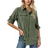 Generic Camicia da donna a maniche lunghe UPF 50, con protezione solare UV, tessuto ad asciugatura rapida, stile safari, ideale per pesca all'aperto, escursioni e viaggi, Verde, L