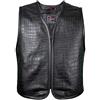 MDM Gilet Moto Uomo In Vera Pelle - Smanicato Moto Uomo Senza Maniche In Goffrata Effetto Coccodrillo Con Cerniera, E Fianchi Estensibili (IT, Testo, L, Regular, Regular, Nero)
