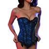 SLIMBELLE Corsetto in pizzo vintage da donna con bacchette in acciaio senza spalline Bustier Floreale Disossato Overbust Cincher con Tanga