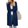 Fisoew Cardigan da Donna con Apertura Frontale Manica Lunga Cardigan Leggero Maglia con Tasche, Blu scuro, XXL