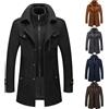 Generico Cappotto Uomo Invernale - Giubbino Autunno Trench Elegante Lungo Peacoat Giaccone Con Bottoni e Cerniera Giacconi Slim Fit Soprabito Stile Caldo Casual Cappotti Con Tasche Giacche 2025, Nero XL