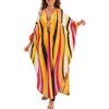 LikeJump Kaftano lungo da donna, stile boho, copricostume da bagno, kimono, taglie forti, giallo, Etichettalia unica