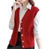 Dcvmvmn Maglione da donna gilet tinta unita con scollo a V senza maniche giacca casual con bottoni gilet cardigan gilet cappotto, Rosso, S