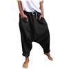PAIDAXING Costumi Pantaloncini Pantaloni Casual da Donna con Cavallo Basso in Tinta Unita Pantaloni Harem alla Moda Pantaloni Invernale Felpata