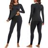 Ekouaer Intimo Termico Donna Completo Maglia Termica Manica Lunga e Pantalone Caldo Pigiama Invernale Sci Set Corsa Palestra，S-XXL