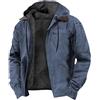 Valtorixia Felpa invernale termica da uomo con zip e fodera in pile spesso, pesante, antivento, Blu navy, 5XL