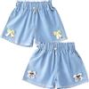 L SERVER Pantaloncini in jeans da ragazza, in cotone, denim, per bambini, casual, set da 2 pezzi, Blu J (2 pezzi), 122/128 cm
