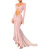 Geagodelia Maxi Sexy Trasparente in Tulle Abito da Spiaggia Slim Aderente per Foto Shooting Chic Alla Moda