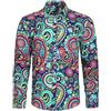 HISDERN Camicia da Uomo in Seta con Paisley Jacquard Camicia Raso Uomo Manica Lunga con Bottoni e Colletto per Matrimoni Party Regular Fit