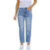 PAIDAXING Olive Womens Jeans Donna Elastico A Vita Alta Gamba Dritta Strappato Boyfriend Jeans Sfrangiato Alla Caviglia Denim Pantaloni Delle Signore Jeans Pantaloni Moda, blu cielo