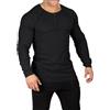 Muscle Cmdr T Shirt Uomo Maglietta a Maniche Lunghe Casual Waffle Henley Maglietta Regular Sottile e Traspirante Nera M