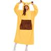 Luojida Pigiama Animale Donna Felpa Gigante Coperta Plaid con Maniche Hoodie Blanket Sweatshirt Taglie Forti Pullover Coperta Indossabile, Idee Regalo per Carnevale, Halloween o Natale(Taglia unica, Giallo)