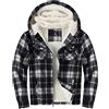 JACKETOWN Giacca Uomo in Pile Con Cappuccio Camicia in Flanella a Quadri Giacca Intermedia Calda E Imbottita Giacca Casual Con Tasche Ideale per Autunno E Inverno