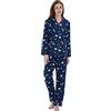 GLOBAL Pigiama Donna Flanella 100% Cotone, Bottoni Coulisse Autunno Inverno | Morbido e caldo, maniche lunghe, tessuto traspirante e delicato sulla pelle, ideale per la casa e relax quotidiano