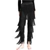 Oyolan Pantaloni da danza latina da donna, pantaloni a frangetta, costume da danza Rumba Tango S-XXL, Tipo A nero., L