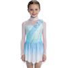 iiniim Abito da Pattinaggio Artistico per Bambina Body con Gonna da Balletto in Tulle Abito da Ginnastica Ritmica Costume da Gara di Danza Azzurro Chiaro 5-6 Anni