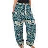 Lofbaz Donna Tailandese Elefanti Coulisse Harem Boho Pantaloni Teal Verde S