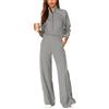 Generico Tailleur Elegante Donna Colori A Blocchi - Tuta Elegante Donna Cerimonia Casual, Tute Caratteristico 2 Pezzi Unico, Top E Pantaloni - Adatto per La Primavera E L'autunno Grigio XXL