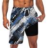 Goodstoworld Costume da bagno da uomo con fodera a compressione, 2 in 1, ad asciugatura rapida, 22,9 cm, pantaloncini elasticizzati con tre tasche, Nero Bianco / Graffiti 02, X-Large