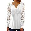 Kobilee Maglia Elegante Donna Curvy Scollo a V Top Camicia Leggera Cotone Camicette Cerimonia Invernali Bianca Blusa Taglie Forti Manica Lunga in Pizzo Comode Maglie