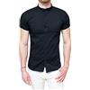 Evoga Camicia Uomo Slim Fit a Maniche Corte Casual Aderente Coreana (as6, Alpha, XX_l, Regular, Regular, Nero, XXL)