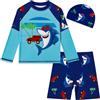 MASOCIO Costume Bagno Bambino Anti UV 3 Pezzi Maglietta Termica Nuoto Manica Lunga Pantaloncini Cappellino Bimbo Ragazzo Neonato Maglia Mare Piscina Asciugatura Rapida 2-3 Anni Multicolore 4