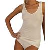 Clessidra Canotta Donna Spalla Larga in Lana Merino Seta Made in Italy, Scollo a V, Maglia Intima, Canotta, Canottiera, Lana Seta, Smanicato Donna, Lana E-8111 (2, Avorio)