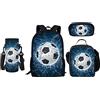 Belidome Set Zaino Scuola con Astuccio Portamatite, Borsa Portapranzo e Portabottiglie per Bambini, Ragazzi e Ragazze, Confezione da 4, Taglia unica