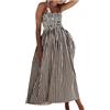 Generic Primavera Casual Lungo Senza Maniche Abiti Da Sole per Le Donne 2025 A Strisce Lusinghiero Estate Sundresses Boho Trendy Spiaggia Signore Vacanza Club Lavoro Modesto Uscire Elegante Fluente Carino