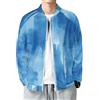 MIATCENRT Giacca Bomber da Uomo, Leggera Antivento per Le Mezze Stagioni, Giacca Sportiva Aviatore Tie-Dye, Strisce Astratte Maniche Lunghe, con Cerniera e Tasche Blu