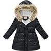 Generisch Bambino Inverno Caldo Con Cappuccio Antivento Cappotto Outwear Giacca Abbigliamento, Nero , 4-5 Anni