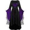 Generic Vestiti Donna Medievale Vestito Palazzo Manica Lunga Allacciare Retro Halloween Maxi Lungo Abbigliamento Rinascimentale Vittoriana Abito Lungo Taglie Forti Lungo Costume Carnevale Elegante